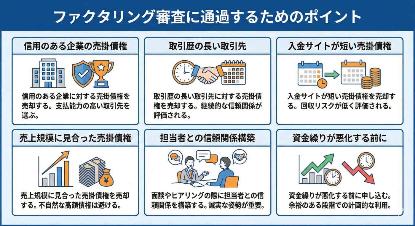 ファクタリング審査に通過するポイント