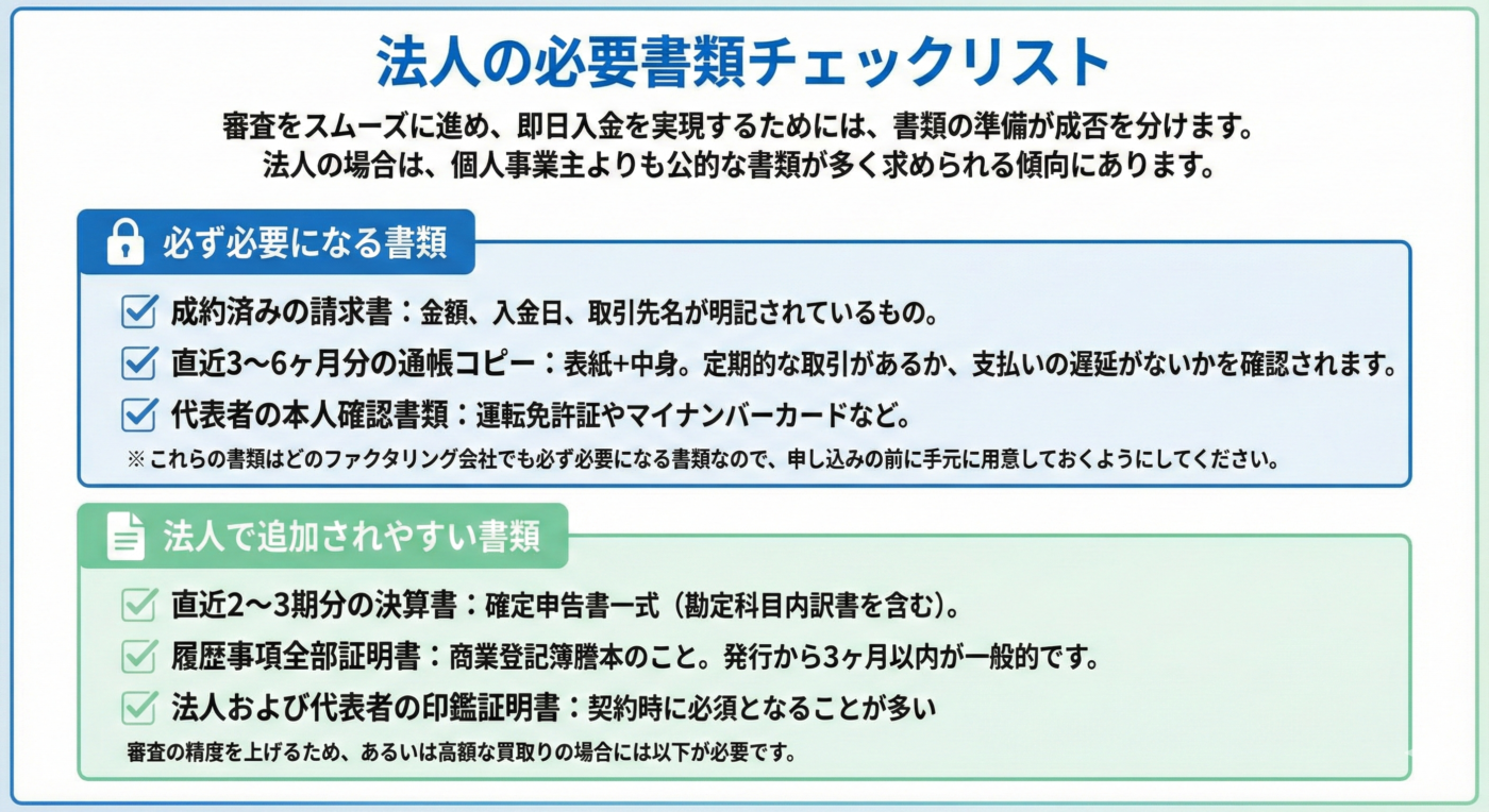 ファクタリング 必要書類 チェックリスト
