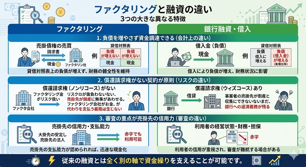 ファクタリングと融資の違い