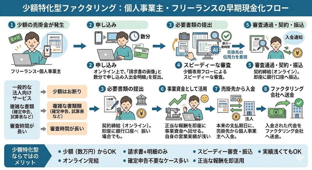 少額ファクタリングの特徴と流れ