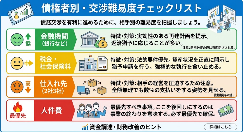 債権者別・交渉難易度チェックリスト